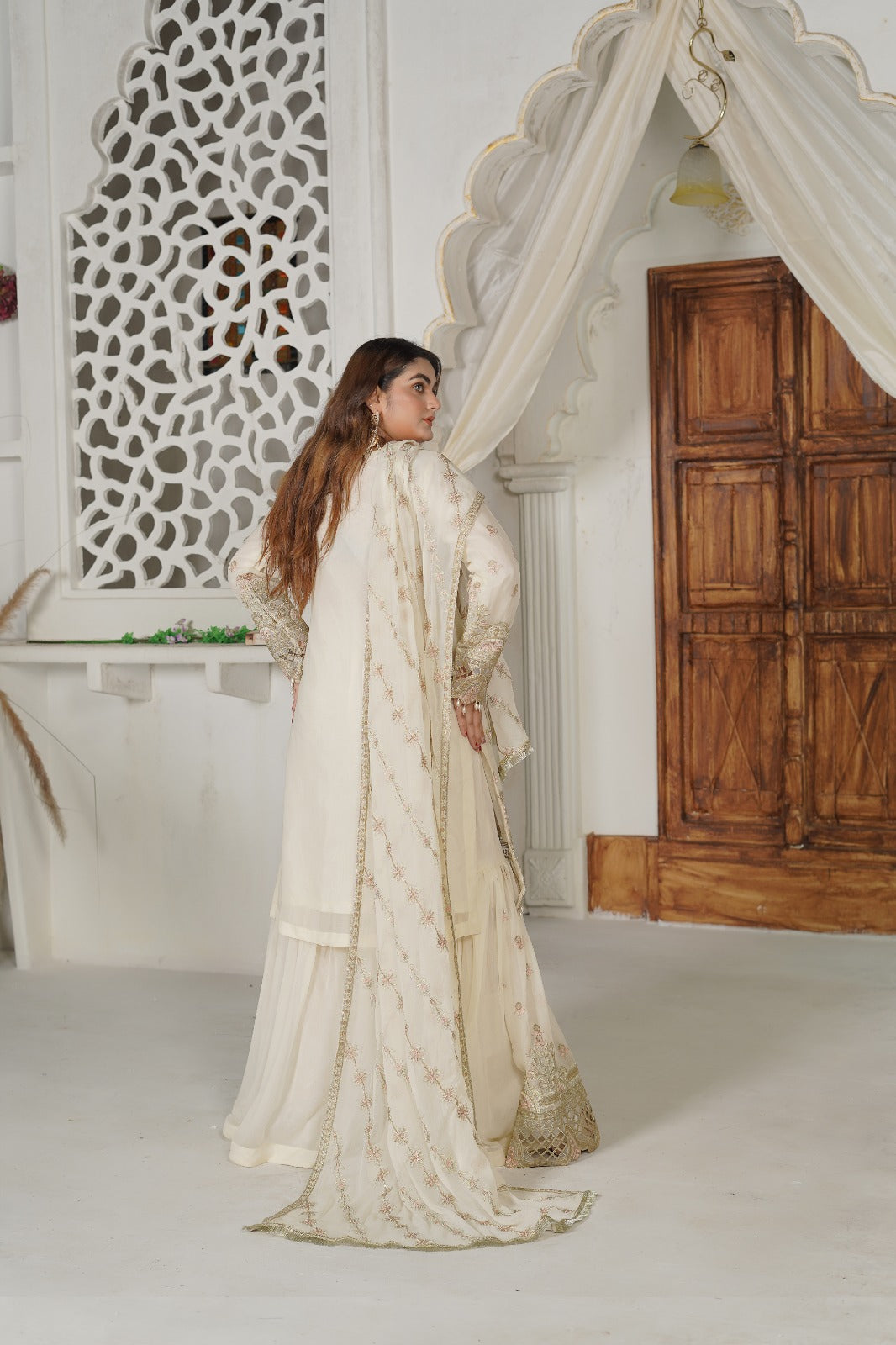 SS-1035 – Off-White Gharara Set by Sundar Stitch ✨