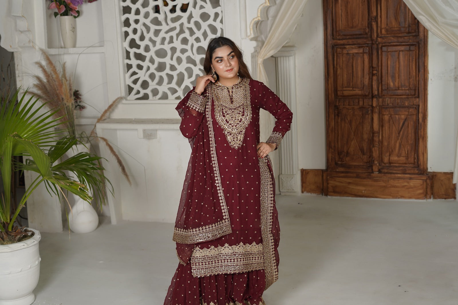 SS-1033 – Mehron Gharara Set by Sundar Stitch 🌿