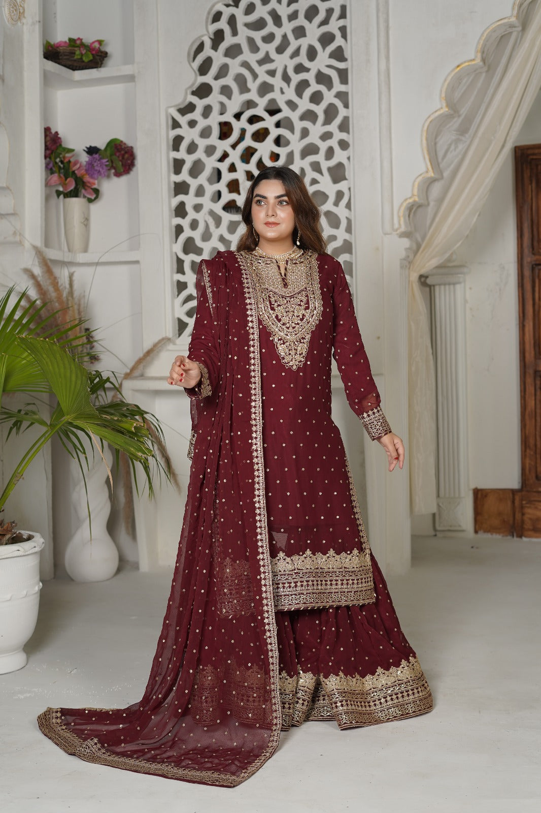 SS-1033 – Mehron Gharara Set by Sundar Stitch 🌿