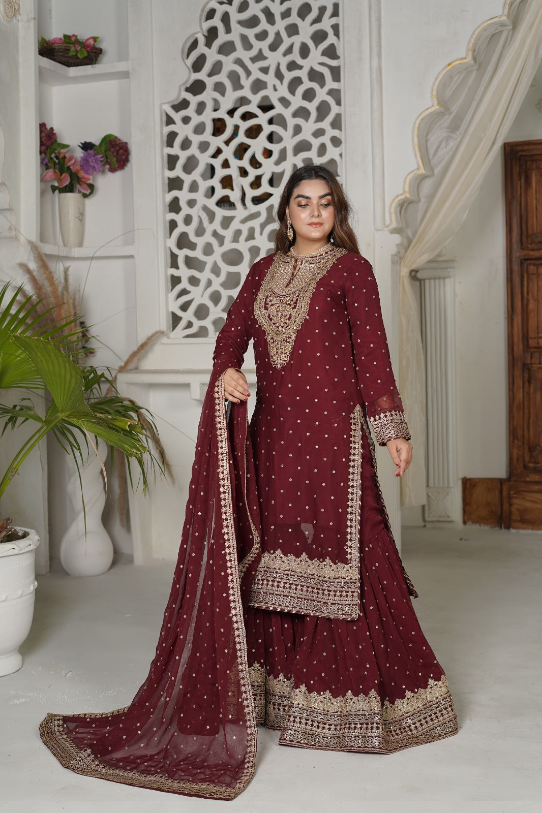 SS-1033 – Mehron Gharara Set by Sundar Stitch 🌿