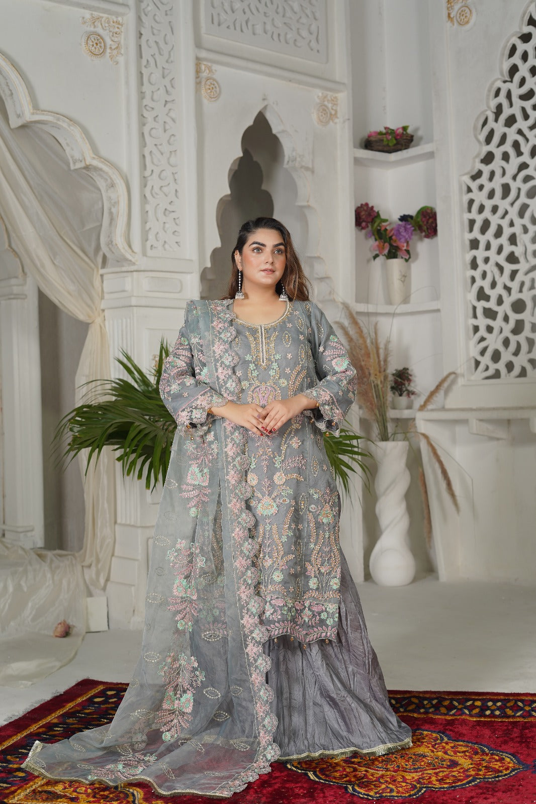 SS-1039 – Grey Sharara Set by Sundar Stitch ✨