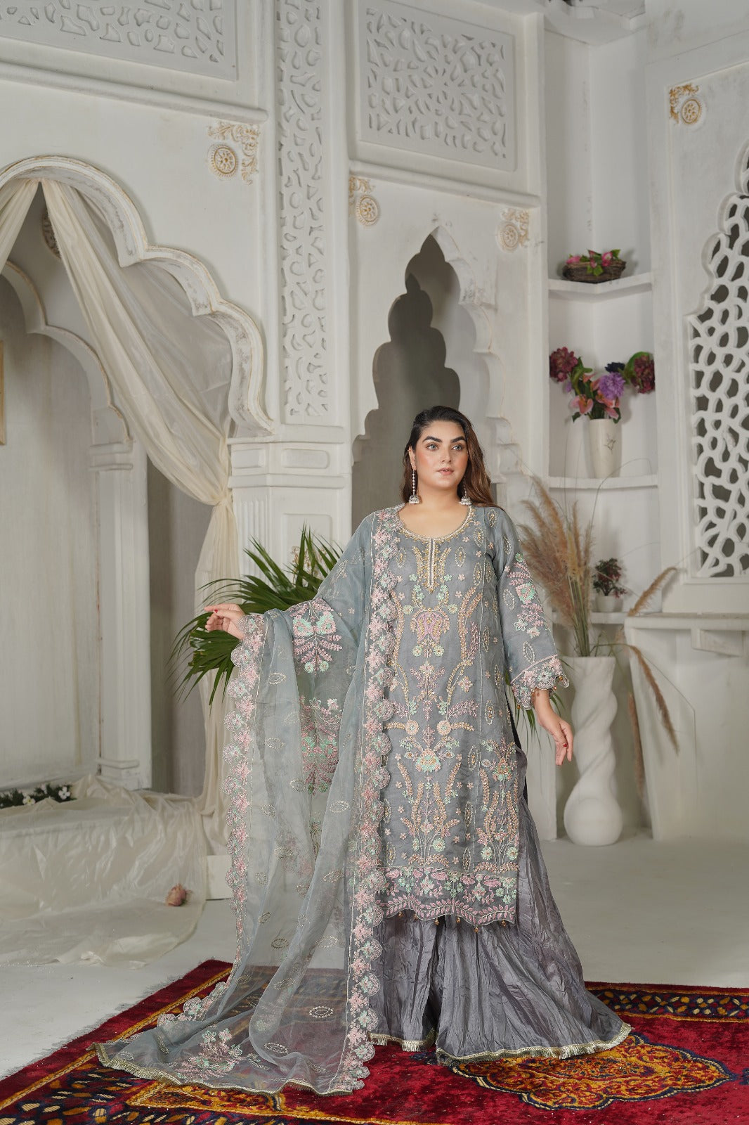 SS-1039 – Grey Sharara Set by Sundar Stitch ✨