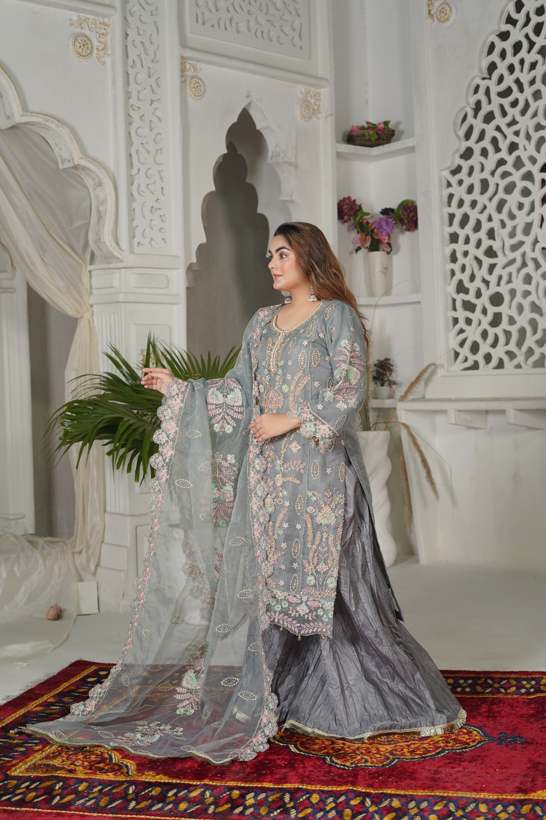 SS-1039 – Grey Sharara Set by Sundar Stitch ✨