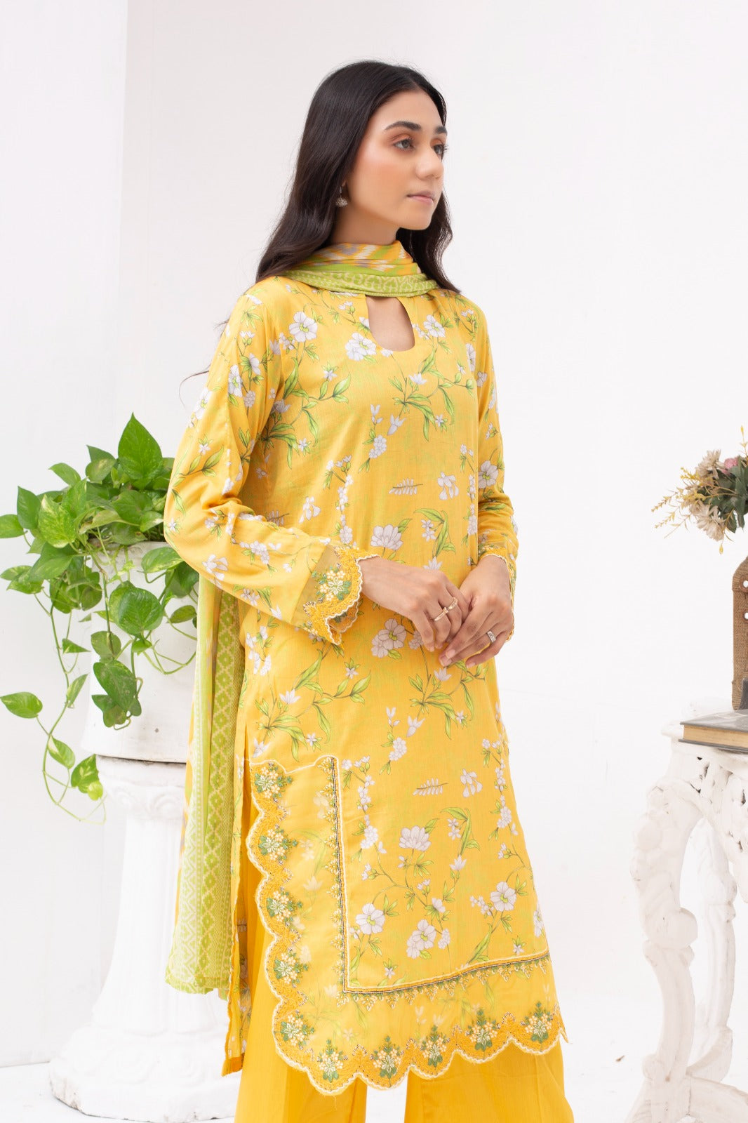 SS-1013 – Yellow Lawn Farshi Shalwar Kurta Set 🌼