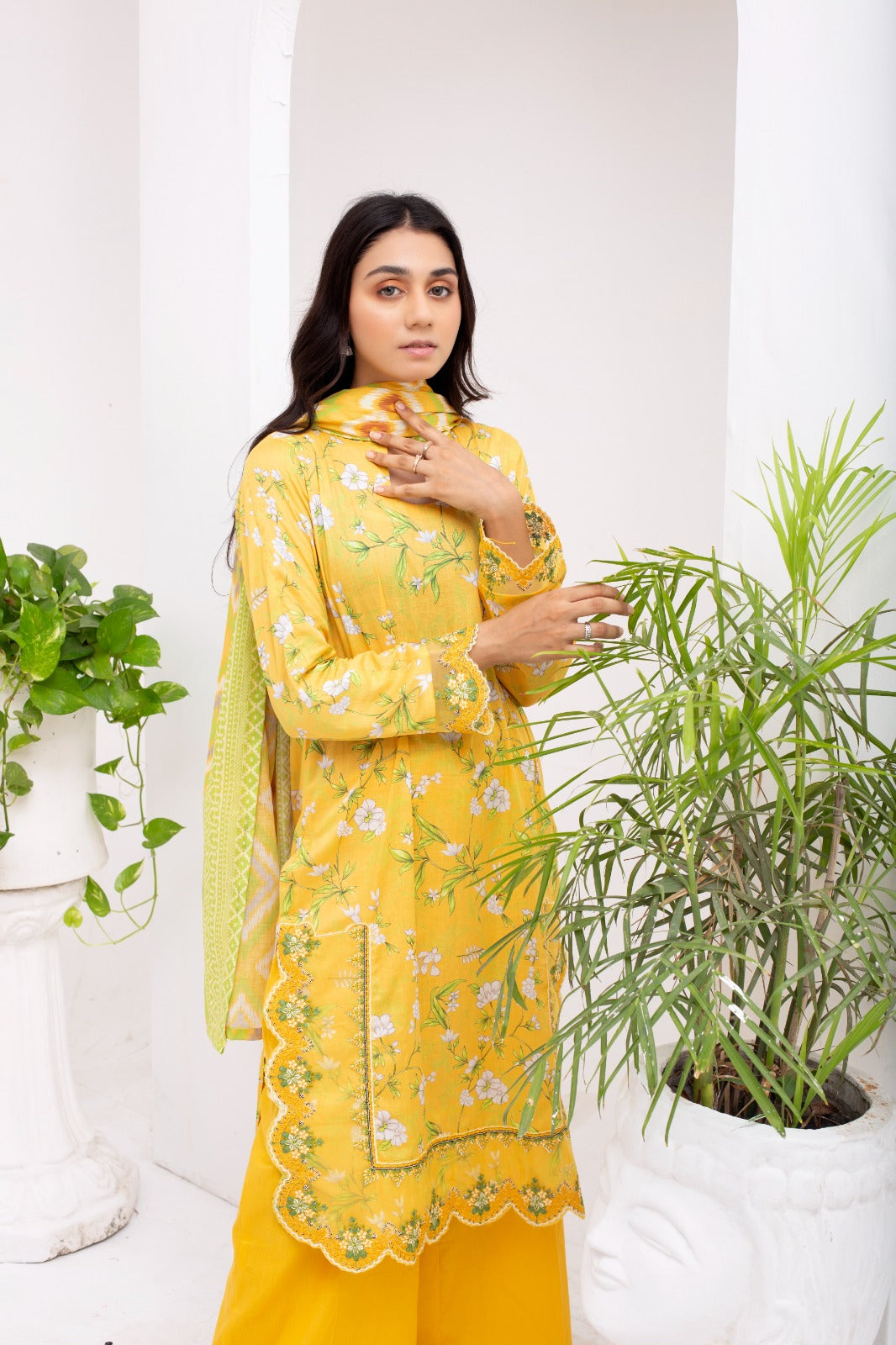 SS-1013 – Yellow Lawn Farshi Shalwar Kurta Set 🌼