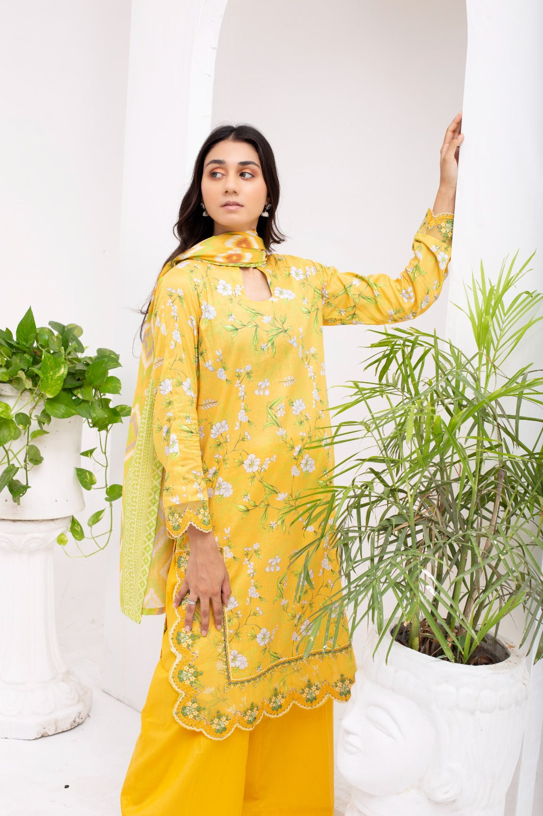 SS-1013 – Yellow Lawn Farshi Shalwar Kurta Set 🌼