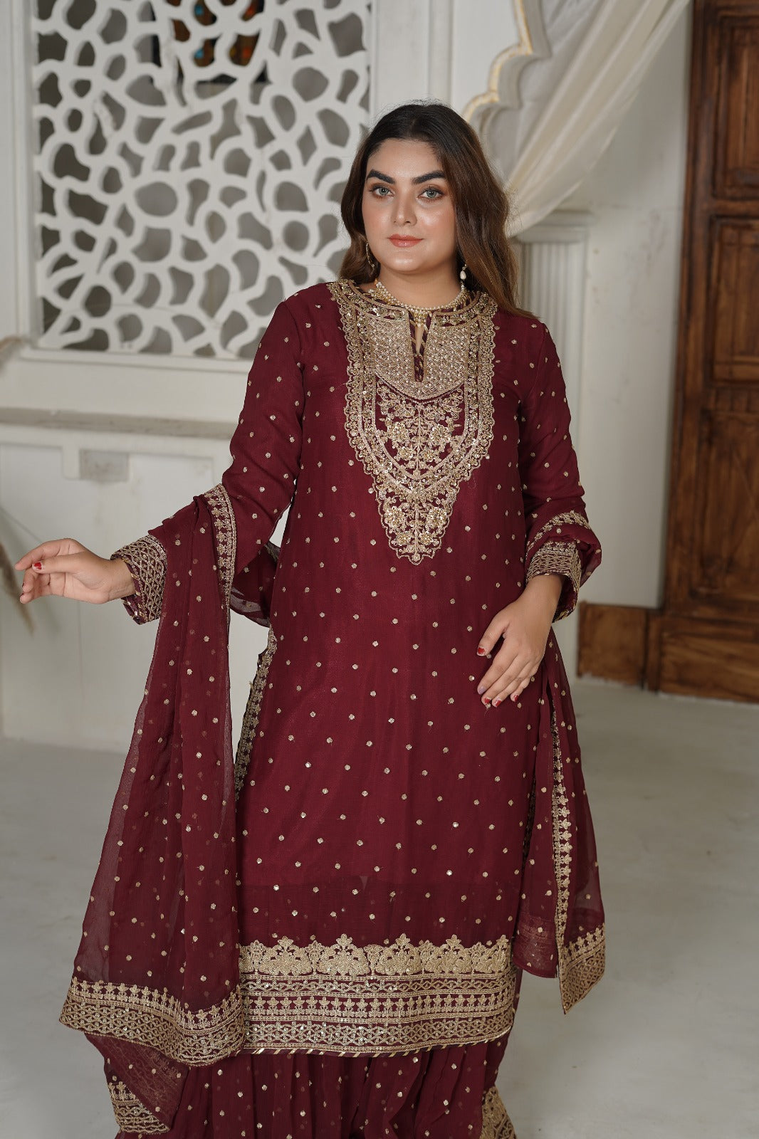 SS-1033 – Mehron Gharara Set by Sundar Stitch 🌿